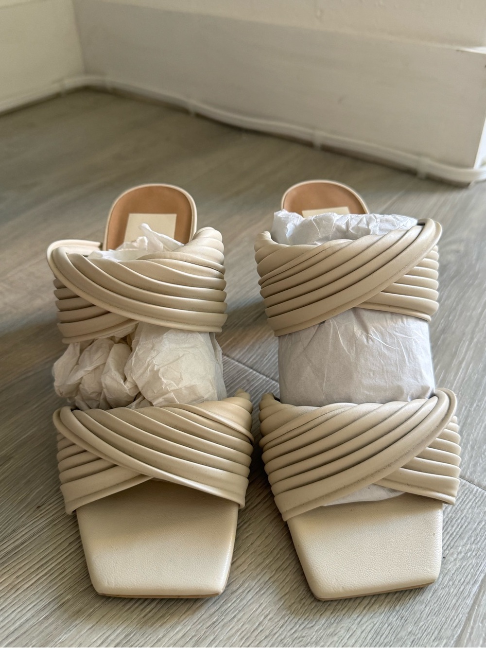 Women's Cream Braided Slide Sandals